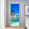 Nubbie bianche blu bianche isola paesaggio 3d porta adesivi per porte per foto di carta per il soggiorno camera da letto adesivi per porte impermeabili decorazioni per la casa 201009