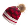 Frete Grátis Novo Inverno Gorro Pom Quente Chapéu de Lã Designer de Malha Xadrez Tab Chapéus Gorros de Moda Venda Quente