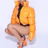 Cappotto a bolle di moda Casual Solido Colletto alla coreana Piumino corto da club per le donne PU Leather Winter Zip Thick Puffer Jackets 201217