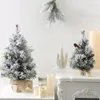 Albero di Natale Mini albero di pino con base in legno Decorazioni per la tavola di casa fai-da-te Decorazioni per feste di piccoli alberi di sisal glassato artificiale di Natale 201006