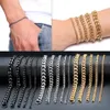 3mm-11mm Mens 14K Gold Plated Bracelet Women Cuban Link Chains Stainless Steel Curb Silver Black Color Wrist Bracelets