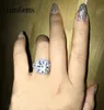 TransGems 5 Carat CT Engagement Bruiloft Moissanite Diamond Ring met Lab Diamond Accenten Echt 14K 585 Witgoud Y200620