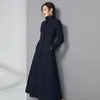 Women Winter Coats Autumn and Winter Retro Solid Color Belt Large Size Wool Coat Slim Thin Thick Long Hair Coat Female 201215