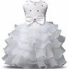 0-2 Anos Big Bow Baby Girl Roupas Verão Meninas Lace Flor Ball Vestido Um Ano Aniversário Menina Vestido Bebes Fille Robe de Bapteme Q1223