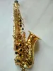 Helt ny böjd sopran saxofon guldlack mässing sax professionell munstycke fläckar pads reeds bend nacke