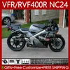 Corps OEM pour HONDA RVF400R VFR400 R VFR400R NC24 V4 87 88 Carrosserie 78No.26 RVF400 RVF VFR 400 R 400RR 87-88 VFR 400R VFR400RR 1987 1988 Carénage de moto argenté brillant