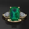 Anello di smeraldo verde 14k oro per le donne Bague Diamant Bizuteria Anillos de Pure Emerald Gemstone Gemstone 14K Anello in oro per le femmine Y1119