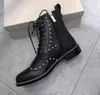 Hot Sale-Woman Leather Ankle Boots Black Genuine Leather Hanah Pearl Embellished Boots New Shoes