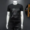 2023 spring and summer new cotton men's tops short-sleeved T-shirts half-sleeves high-end light luxury fashion embroidered printing bottoming shirts
