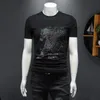 2023 primavera e verão novos tops masculinos de algodão de manga curta camisetas meia manga high-end luz luxo moda bordado bordado camisas de fundo