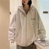 Zipup harajuku hoodies kadınlar gevşek gündelik sweatshirt Kore tarzı sokak kıyafeti büyük boyutlu kapüşonlu artı dış giyim 201216