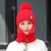 Femmes laine tricoté chapeau Ski chapeau ensembles pour femme coupe-vent hiver en plein air tricot chaud épais siamois écharpe col chaud chapeau fille cadeau LJ4160041