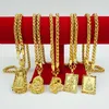 Chinese Cuban link chain for Men 18K Gold Plated Necklace Pendant 24" cross Jewelry Gift