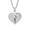 Cooles Design Hip Hop Micro Pave Broken Heart Anhänger Halskette Mann Frau Liebhaber Geschenk