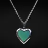 Heart locket necklace Temperature sensing Color Changing stainless steel chain women necklaces fashion jewelry will and sandy gift