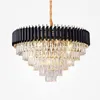 Lustres Design moderne or/noir cristal de luxe LED pendentif/plafonnier pour salon El Hall décor lampe suspendue