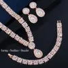 CWWZircons Exclusive Dubai Gold Plate Jewellery Luxury Cubic Zirconia Necklace Earring Bracelet Party Jewelry Set for Women T053 T200302