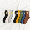 Mens Socks 5 Pairs/Pack Unisex Funny Fruit Men Harajuku Colorful Mid 100 Cotton Kawaii Size 35-421