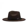 Outono e inverno coreano chapéus de lã simples fivela de cinto chapéu de feltro de aba grande chapéu liso de alta qualidade 2020 nova moda chapéu redondo20890355476730