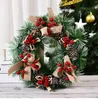 Świąteczny kokardek sztuczna roślina Rattan Circle Front Drzwi wiszące girland wakacyjne dekoracje domu hybrydowe festiwal supp289y