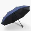 Automatischer Regen-Sonnenschirm, schwarze Beschichtung, Sonnenschirm, Anti-UV, 3-fach faltbar, windbeständig, automatisch, luxuriös, groß, winddicht, für Damen und Herren, 8 Rippen 201218