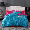 Home Textile 100% Pure Silk Literie Ensemble Avec Housse De Couette Drap Taie D'oreiller De Luxe King Queen Twin Taille Solide Satin Linge De Lit LJ201127