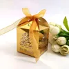 25st Laser Cut Hollow Candy Box med Ribbon Wedding Party Favors Boxes Muslim Eid Mubarak Ramadan Party Decoration158n