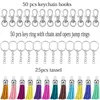 Keychains 125pc/set Swivel Hooks&Key Rings&Tassels Bulk Handmade DIY Keychain Crafts Fashion Leather Tassel Pendant For Jewelry Maki