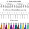 Porte-clés 125pc ensemble crochets pivotantsanneaux de clésglands en vrac à la main bricolage porte-clés artisanat mode cuir gland pendentif pour Je223s