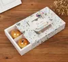100st mode bärbar blomma Wapiti Elk Design Baking Moon Cake Packaging Presentkort låda för ägg Yolk Crisp Biscuit Takeaway Sn2076