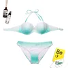2021 heißer Blau Grün Farbverlauf Rampe Farbe Bikini Sexy Frauen Badeanzüge Shell Bh Perle 2PC Neckholder Bikini Set