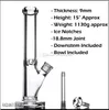 Heavy 9mm Glass Bong Hookahs Straight notches elephant Joint waterpipe with 12/14/18 14mm cone