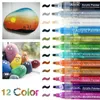 12 cores Permanent Acrylic Paint Marker Set para Madeira Pneu Carro Tecido De Metal Plástico Rodada Bela NIB 2mm Penas à base de água 201222