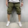 Pantalones cortos de carga de verano para hombres Color Empalme Flap Jogger Casual Trabajo Ejército Táctico Bermudas Bolsillos Pantalones cortos masculinos Streetwear Fitness G220223