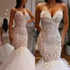 Luxe Sexy sirène robes de mariée avec bretelles Spaghetti perles robes de mariée 2021 fermeture éclair dos grande taille vestido de novia