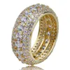 크기 7-11 힙합 5 줄 Cubic Zircon Diamond Ring Fashion Gold Silver Finger Iced Out Mens Rings Jewelry241r