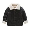 New Winter Lamb Wool Coat for Girls Kids Single Breasted Corduroy Jackets for 1 2 3 4 Years Olds Thicken Fleece Pockets Coats 201216