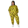 Tuta da donna taglie forti abbigliamento sportivo felpa con cappuccio a maniche lunghe abiti da due pezzi set da jogging tuta sportiva felpa collant tuta sportiva klw5671