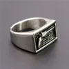 Anillo de pistola de motorista de plata Retro de acero inoxidable 316, joyería gótica Punk de moda para hombres, anillos cuadrados oblongos con forma de rectángulo