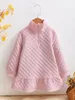 Toddler Girls Ruffle Hem Halv Zip Quilted Velvet Smock Klä henne