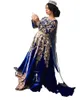 Elegante koningsblauwe avondjurken met cape met lange mouwen appliqué Marokkaanse kaftan galajurk voor dames caftan feestjurken1386224