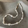 100% 925 Sterling Silber Choker Halskette Für Frauen Mädchen Unregelmäßige Natürliche Süßwasser Perle Kette Halsketten Hochzeit Party Geschenke