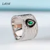 LAYA 925 Sterling Zilver Solitaire Ring Voor Vrouwen Mode Retro Stijl Hoge Kwaliteit Zirkoon Groen Nano Zwart Emaille Party klassieke Je314w