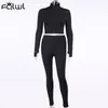 FQLWL Lucky Label 2 Två Piece Set Kvinnor Outfits ActiveWear Fitness Elastic Crop Top Leggings Kvinnor Matchande Set TrackSuit Kvinna 201104