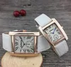 Лучшие новые мужчины Roman Watch Gentalmen Luxury Watches Женщины модные наручные часы Кожаный коричневый квадратный набор