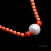 JYX High Quality 3.5-5mm Orange Coral Necklace with White Pearl Q0531