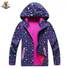 Soft-shell Imperméable Filles Veste Impression Automne Printemps Manteau Randonnée Camping Coupe-Vent Vestes Coupe-Vent Enfants Sport Outwear LJ201125