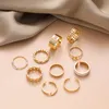 Cluster Rings Vienkim Fashion Hiphop Gold Chain Set For Women Girls Punk Geometric Simple Finger 2022 Trend Jewelry Party