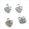 Lot 200pcs Made with love Heart Antique Silver Charms Pendants For Jewelry Making Bracelet Necklace Earrings 12*10mm DH0855