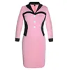 Business Female Office Dress Party Work Pencil Sheath Elegant Ladies Illusion Patchwork Buttons Office Lady Women Dress